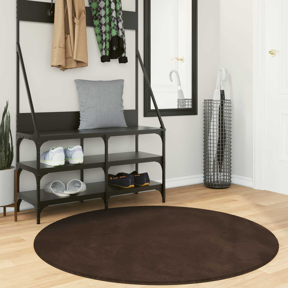 VidaXL Teppiche rund Huarte braun ø 120 cm Polyester