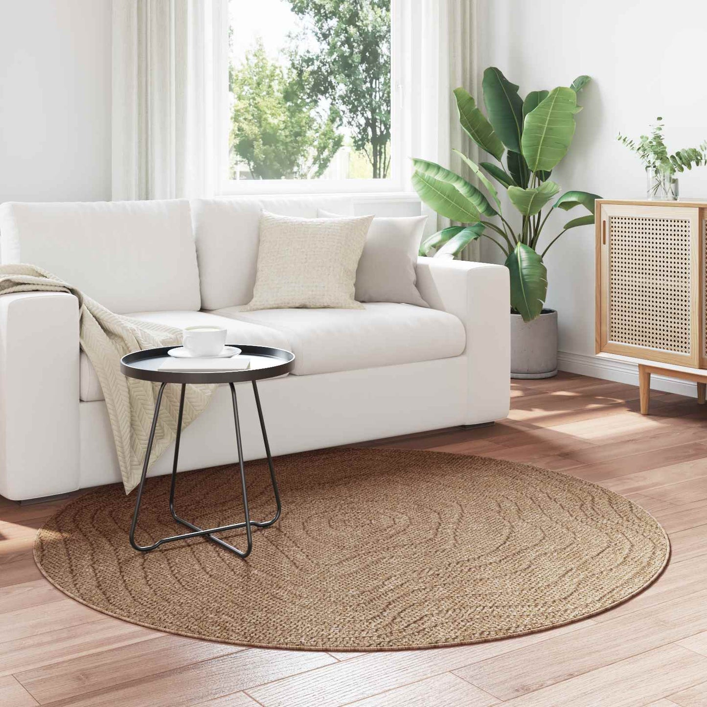 Vidaxx Teppiche rund Moiré Huarte Natur ø 120 cm Polyester