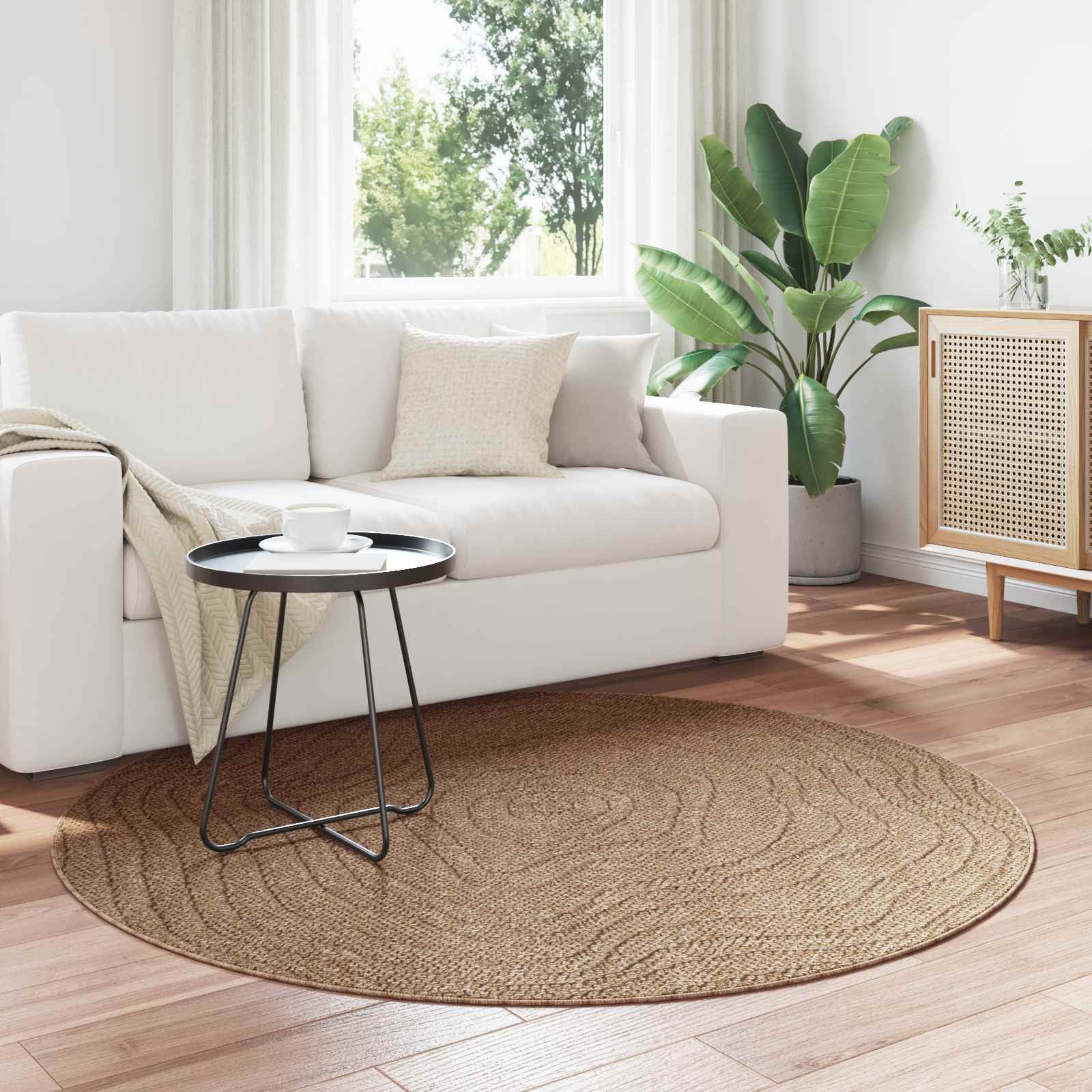 Vidaxx Teppiche rund Moiré Huarte Natur ø 120 cm Polyester