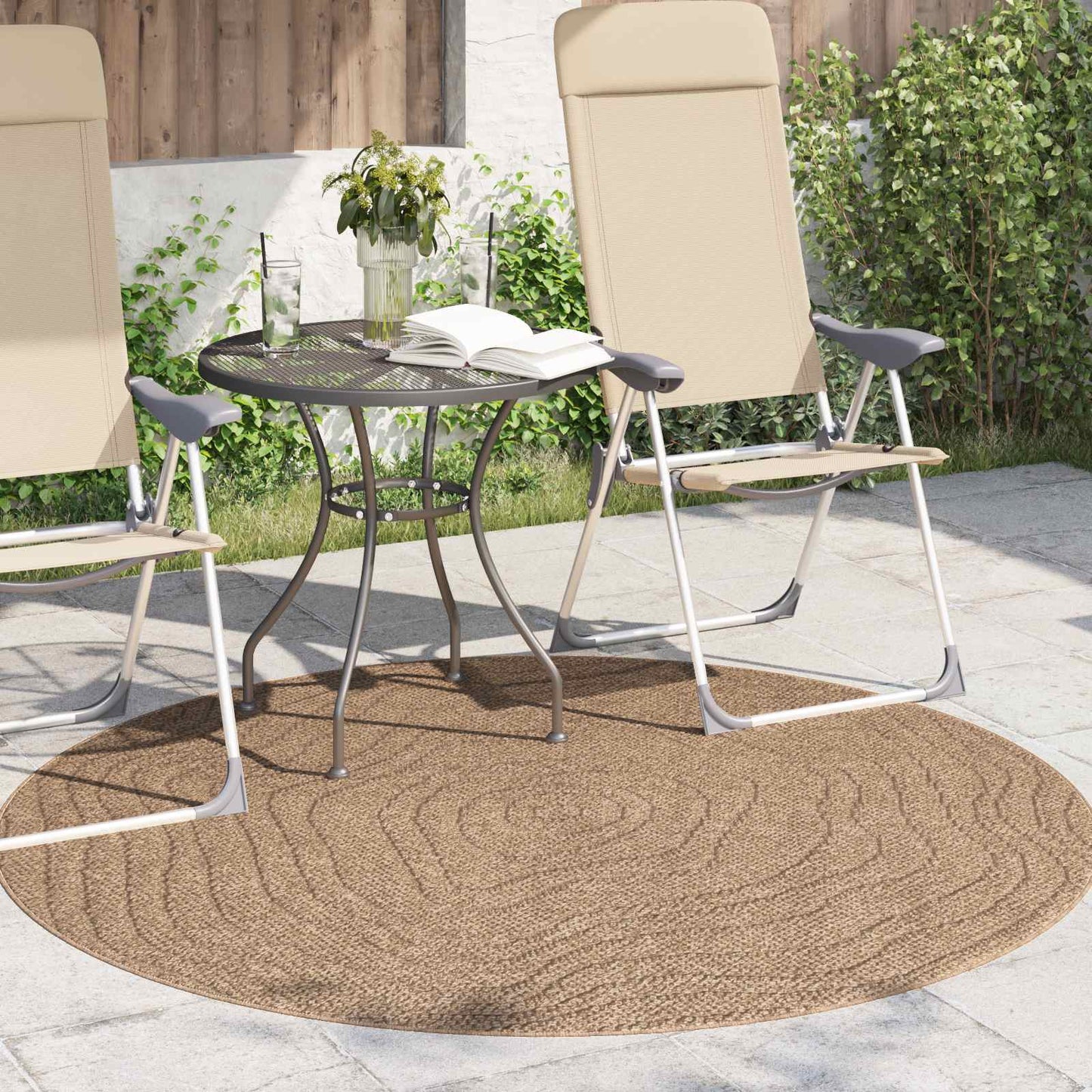 Vidaxx Teppiche rund Moiré Huarte Natur ø 160 cm Polyester