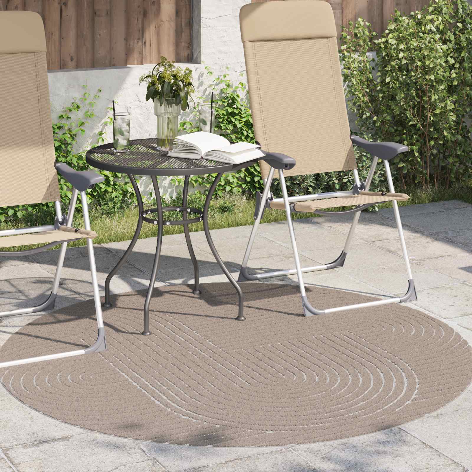 VidaXL Teppiche rund Huarte Beige ø 120 cm Polyester