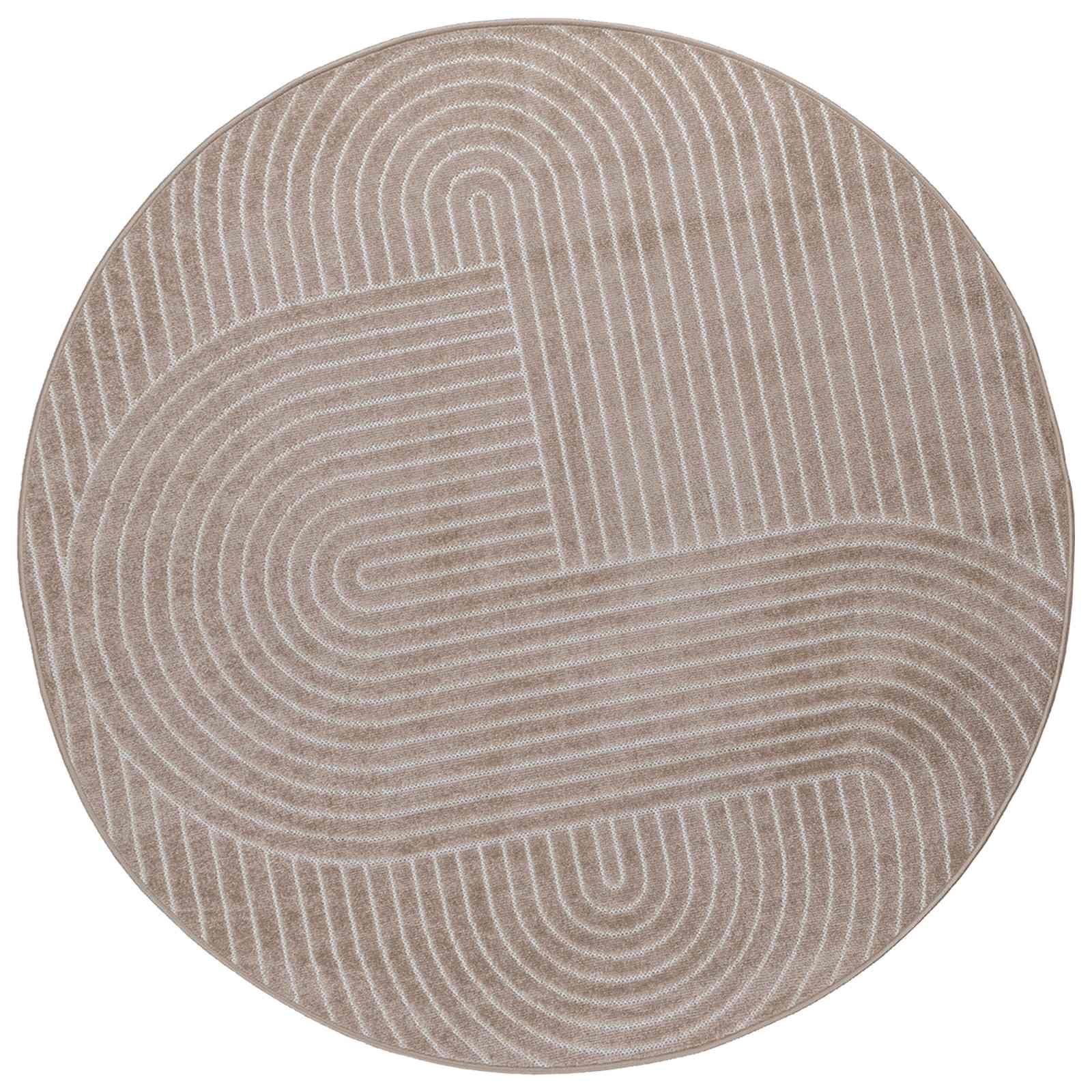 VidaXL Teppiche rund Huarte Beige ø 200 cm Polyester