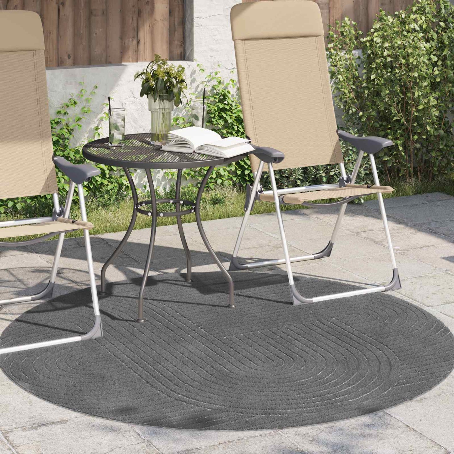 Vidaxl Teppiche rund Huarte Anthrazit ø 160 cm Polyester