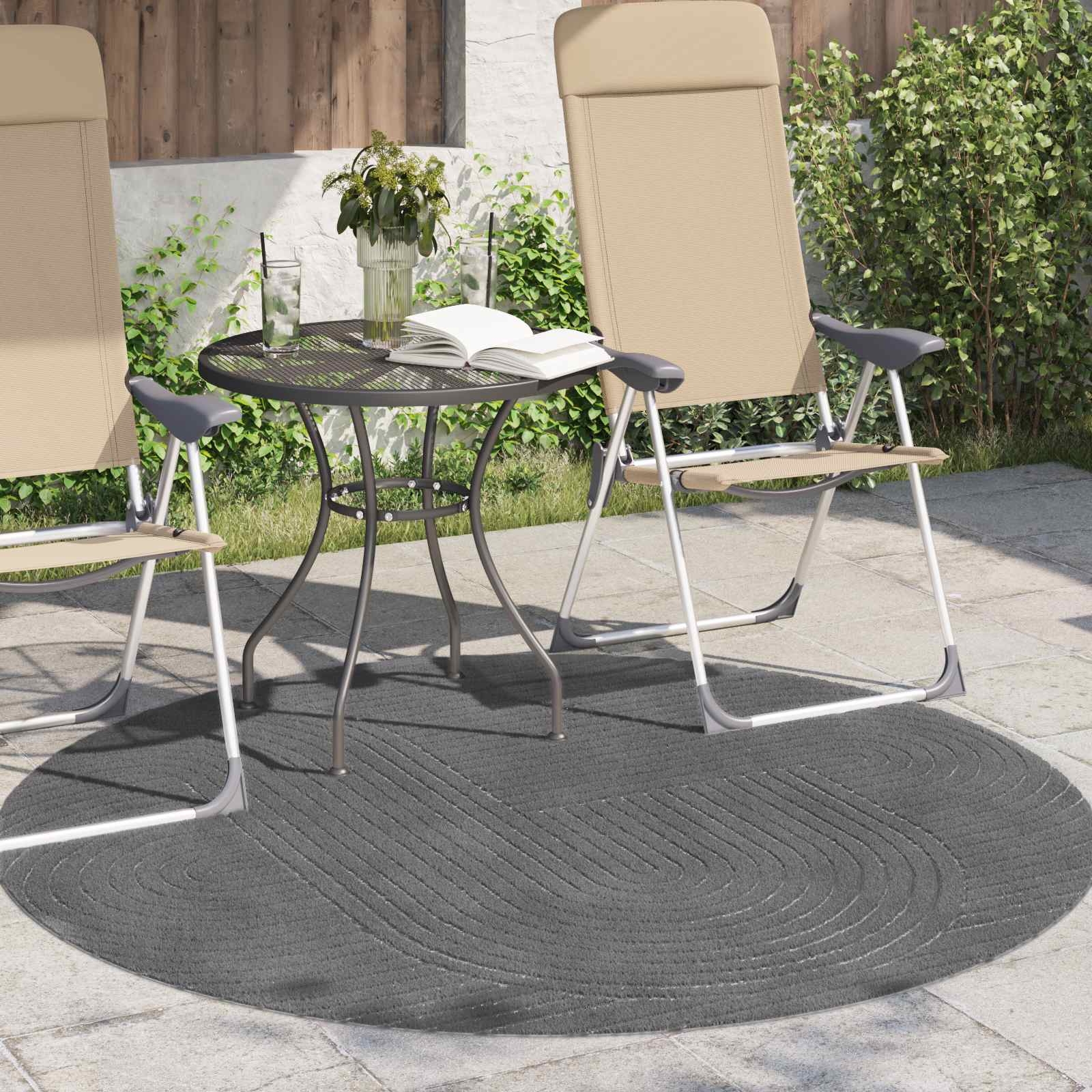 Vidaxl Teppiche rund Huarte Anthrazit ø 160 cm Polyester