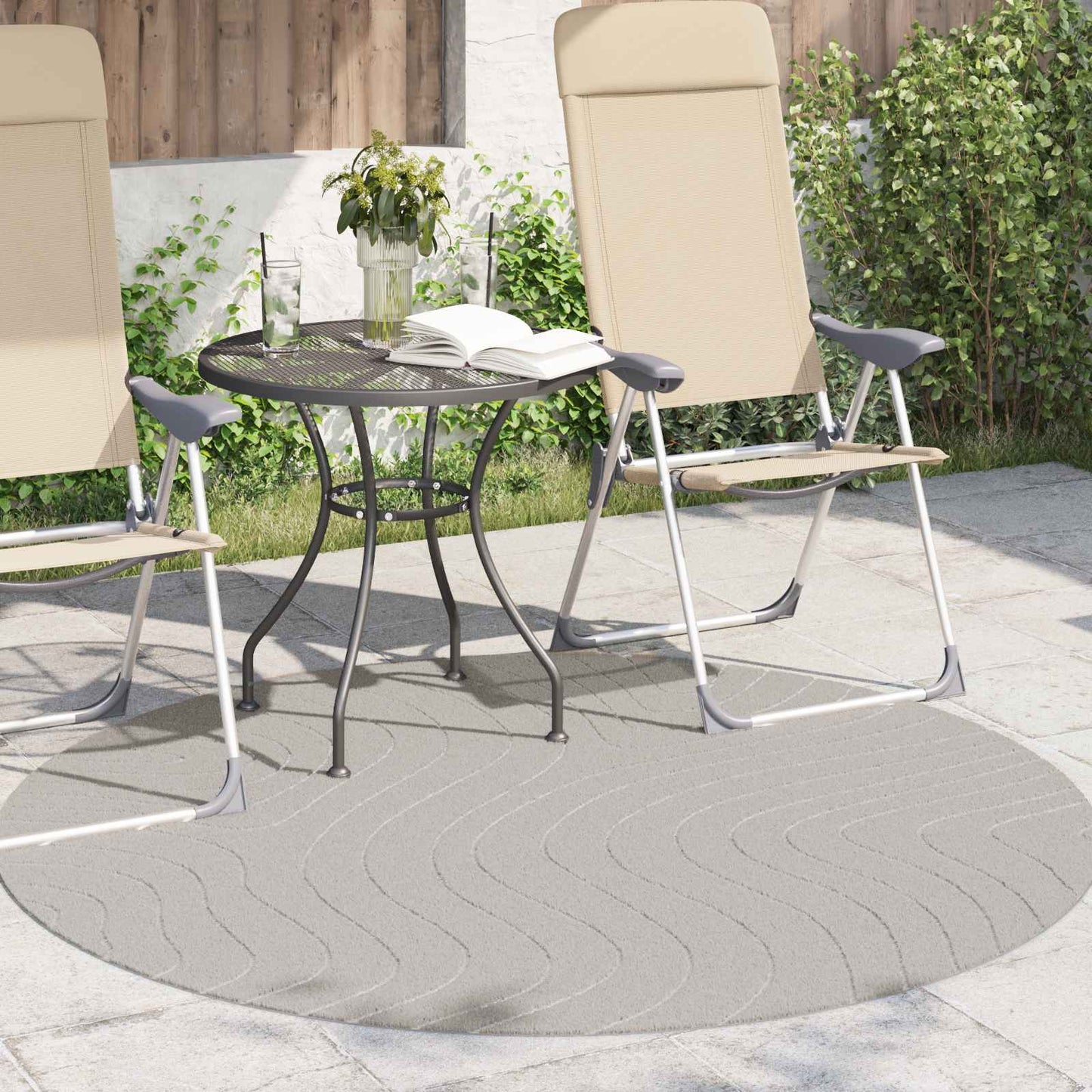 VidaXL Teppiche rund Huarte Creme ø 120 cm Polyester