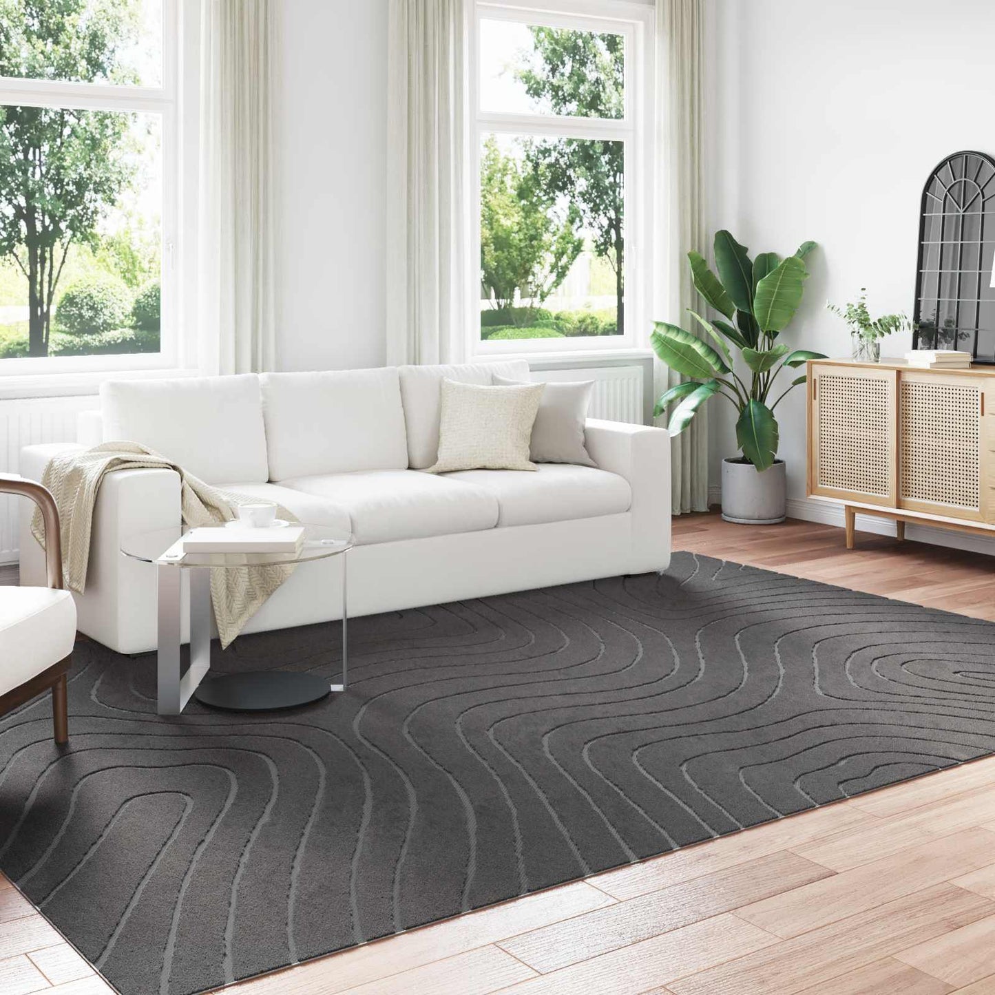 VidaXL Teppiche rechteckig Huarte Anthrazit 340 x 240 cm Polyester