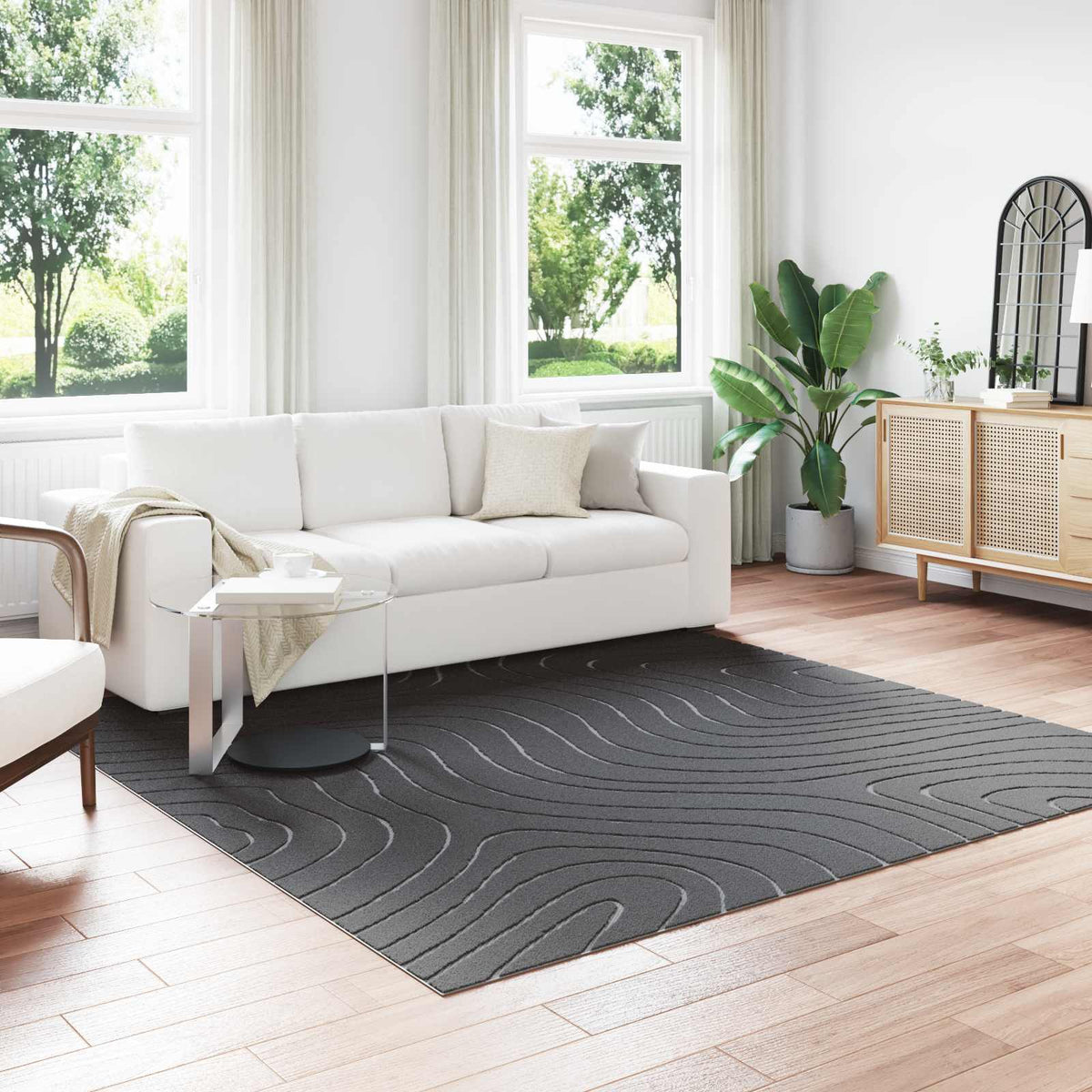 Vidaxx Teppiche quadratisch Huarte Anthrazit 240 x 240 cm Polyester