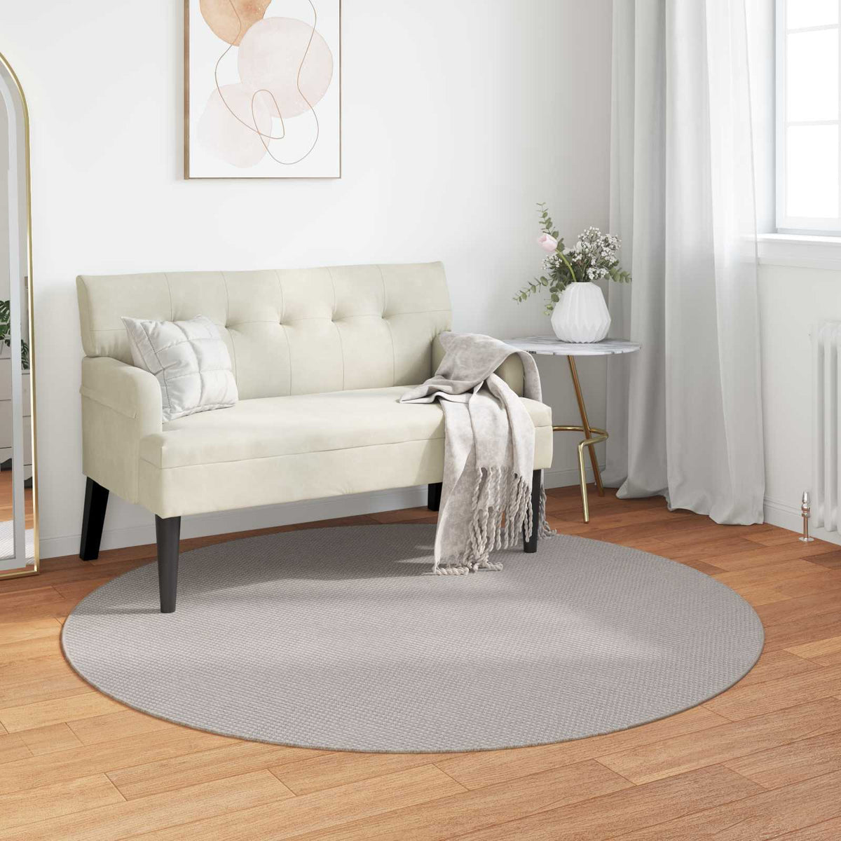 VidaXL Teppiche rund Huarte Creme ø 120 cm Polyester