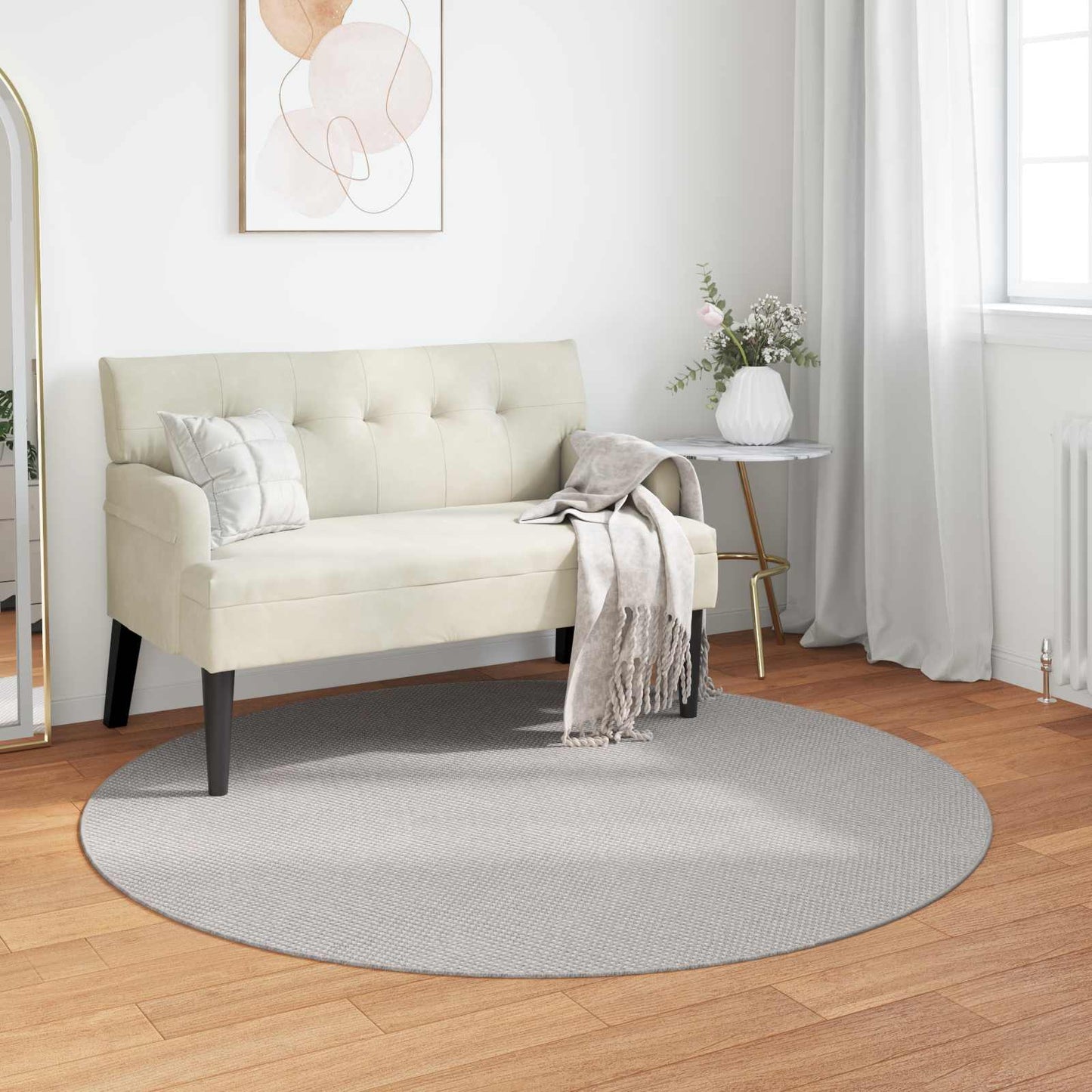 Vidaxl Teppiche rund Huarte Creme und Grau ø 120 cm Polyester