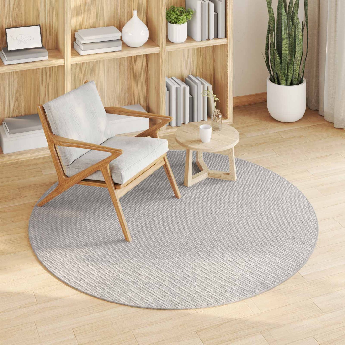 Vidaxl Teppiche rund Huarte Creme und Grau ø 200 cm Polyester