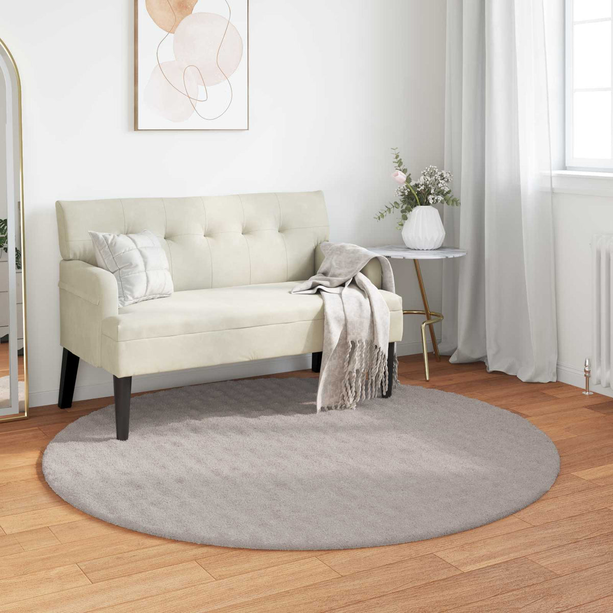 Vidaxx Teppiche rund Huarte Sand ø 160 cm Polyester