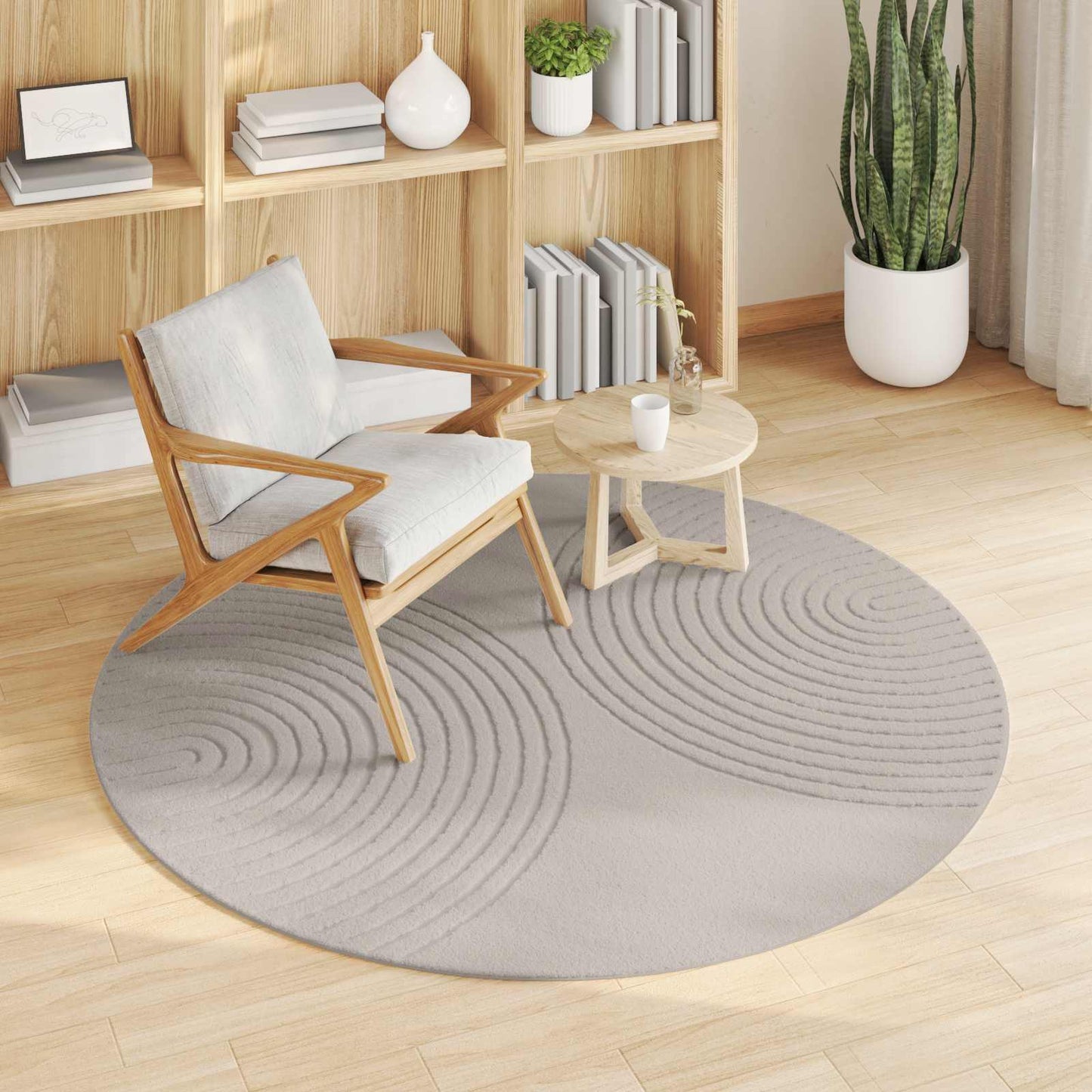 VidaXL Teppiche rund Huarte Creme ø 160 cm Polyester