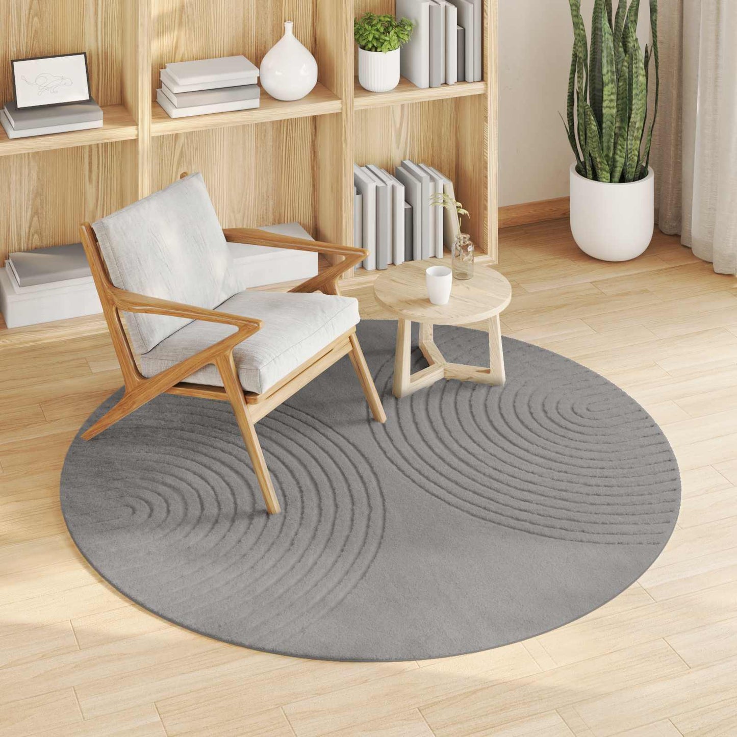 VidaXL Teppiche rund Huarte Grau ø 160 cm Polyester