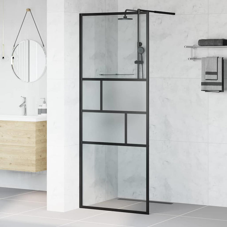 Vidaxx begehbare Duschwand schwarz 80 x 195 x 0,5 cm Glas und Aluminium