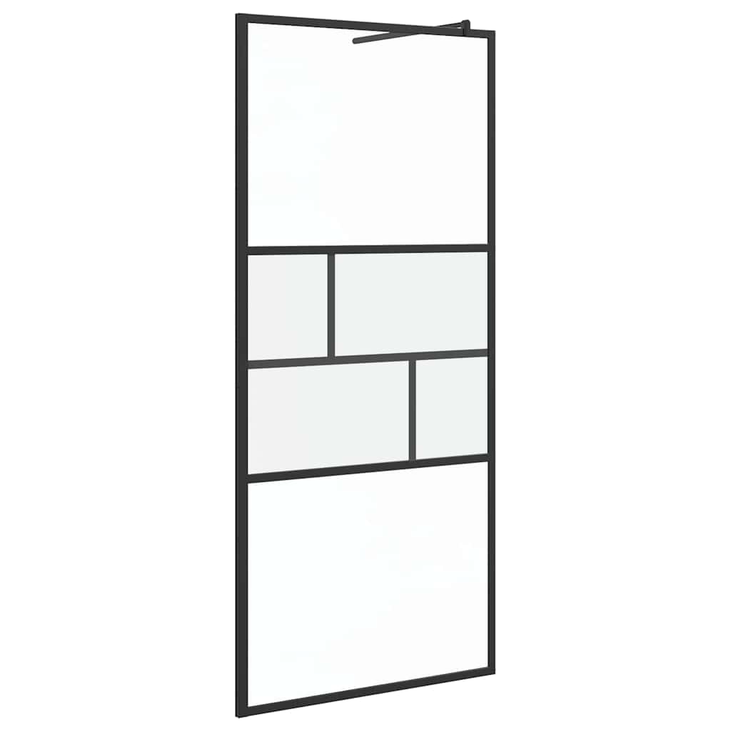Vidaxx begehbare Duschwand schwarz 80 x 195 x 0,5 cm Glas und Aluminium