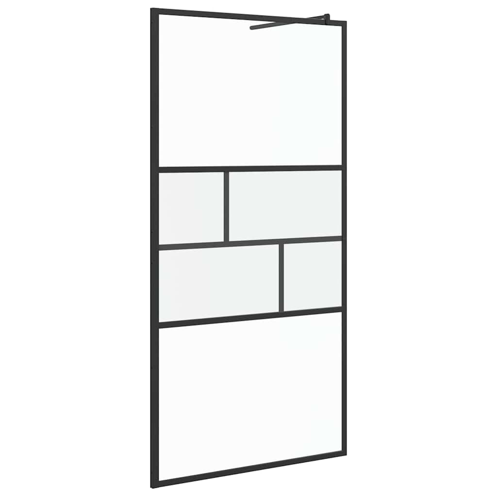 Vidaxx begehbare Duschwand schwarz 80 x 195 x 0,5 cm Glas und Aluminium
