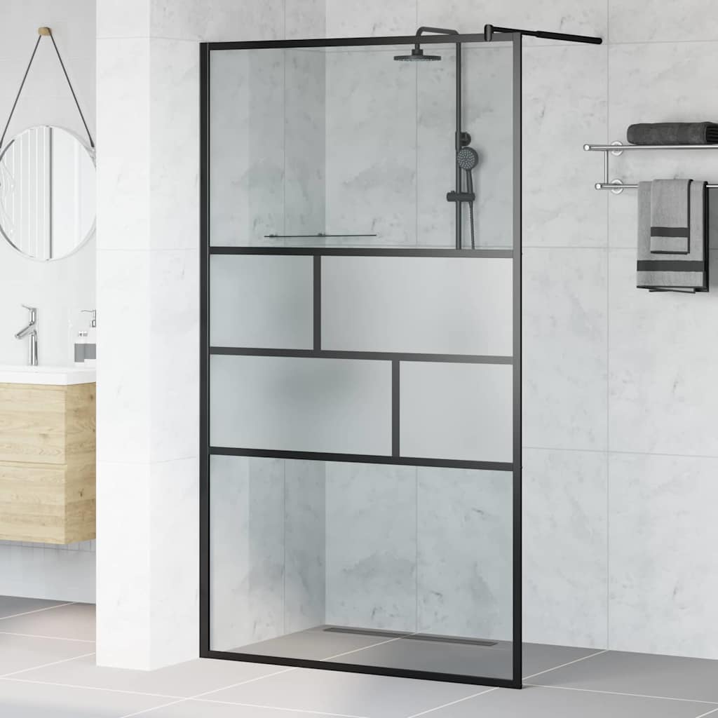 Vidaxx begehbare Duschwand schwarz 80 x 195 x 0,5 cm Glas und Aluminium
