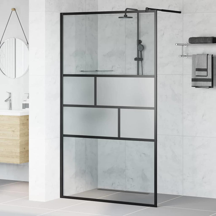 Vidaxx begehbare Duschwand schwarz 80 x 195 x 0,5 cm Glas und Aluminium