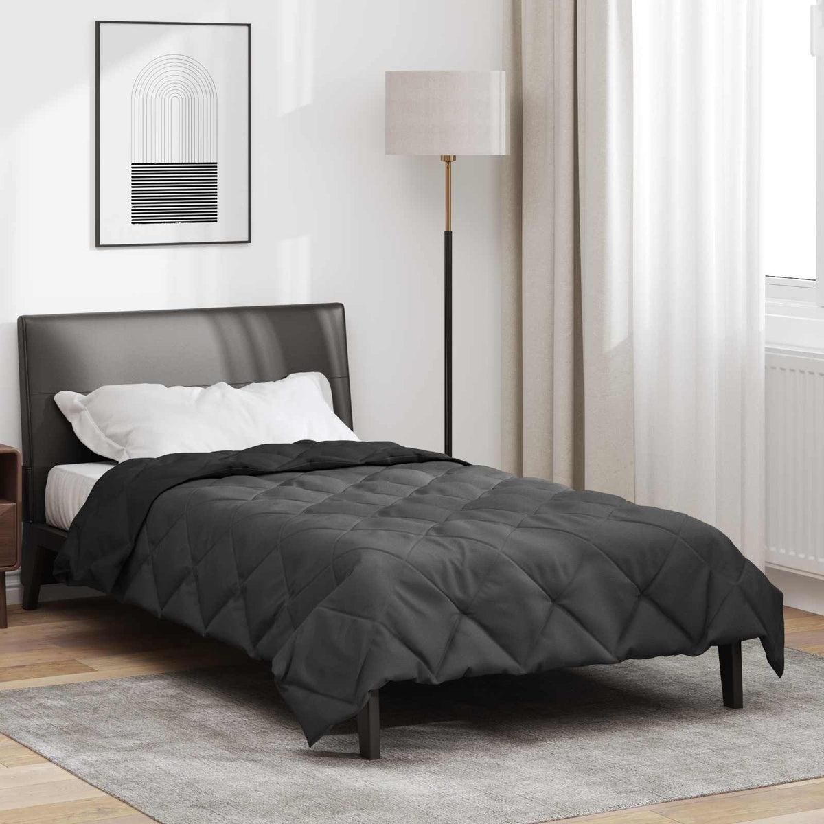 Vidaxl Sommerbettdecke Schwarz und Anthrazit 200 x 155 cm Mikrofaser