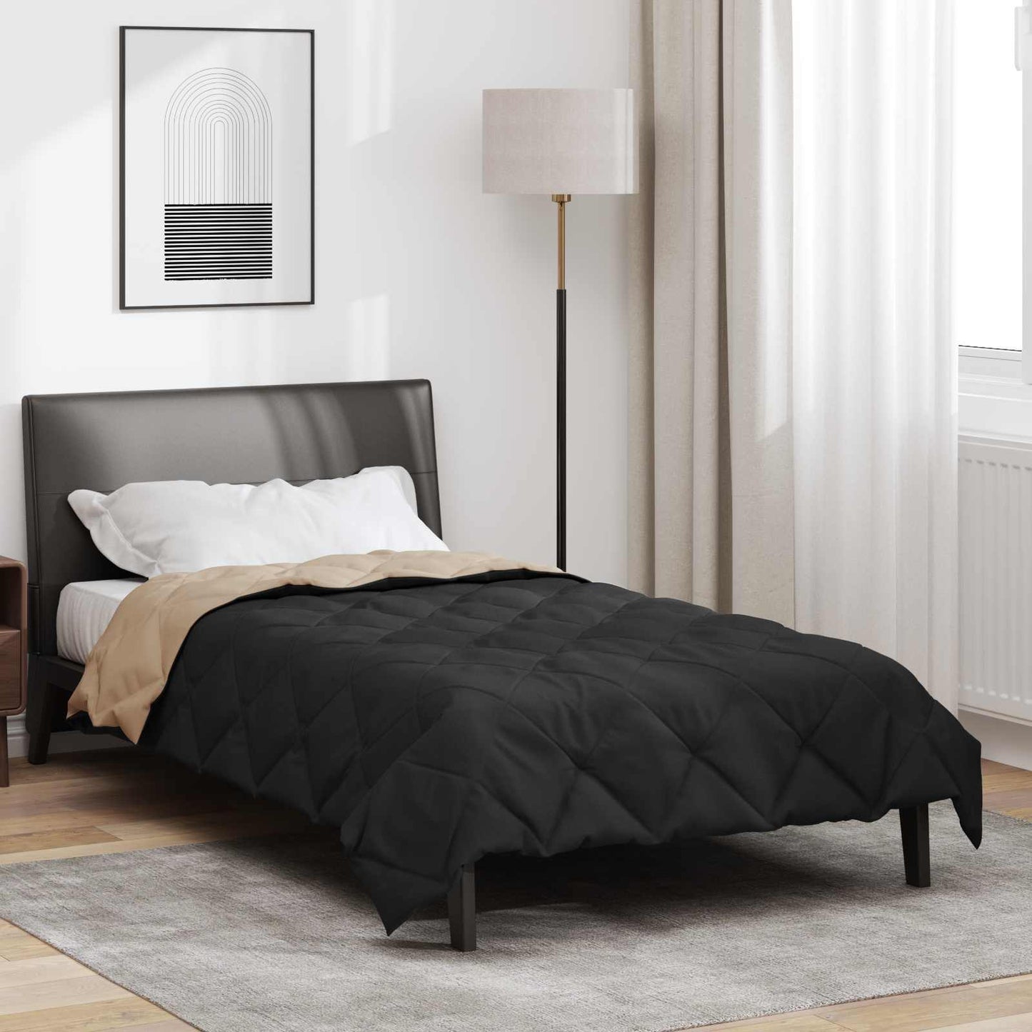 Vidaxx Sommerbettdecke Schwarz und Taupe 220 x 135 cm Mikrofaser