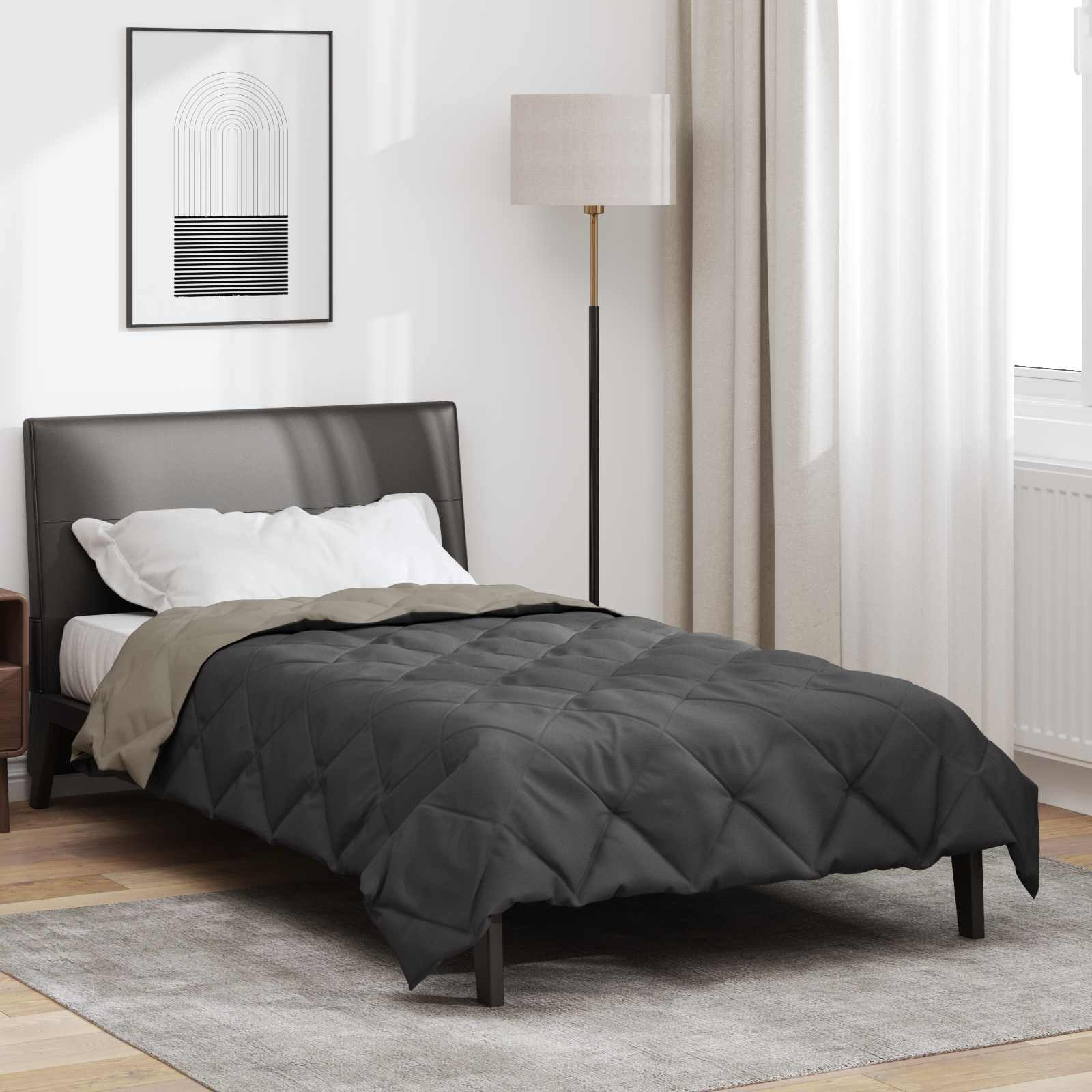 Vidaxl Sommerbettdecke Hellgrau und Anthrazit 200 x 155 cm Mikrofaser