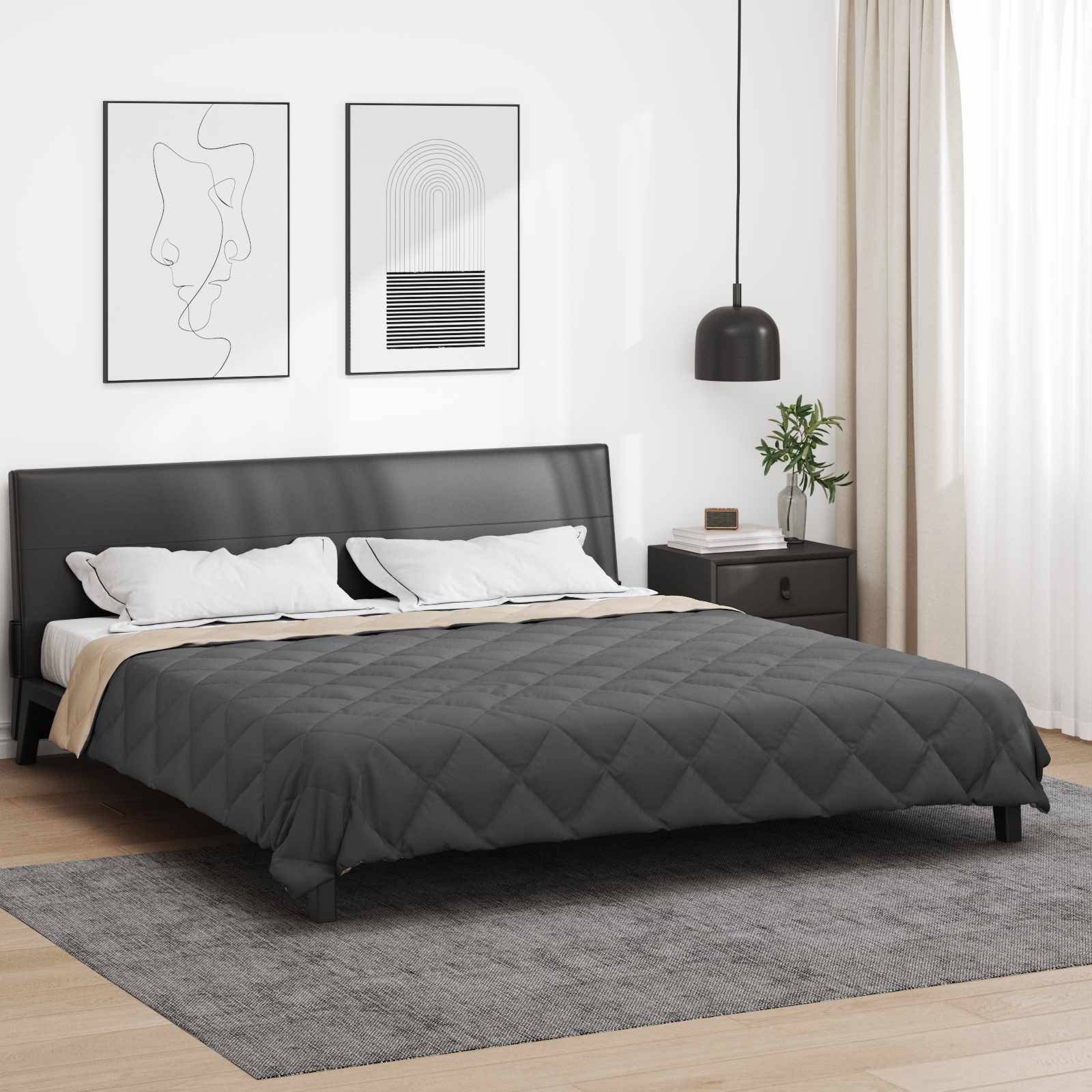 Vidaxx Ganzjahresdecke Anthrazit und Taupe 220 x 200 cm Mikrofaser