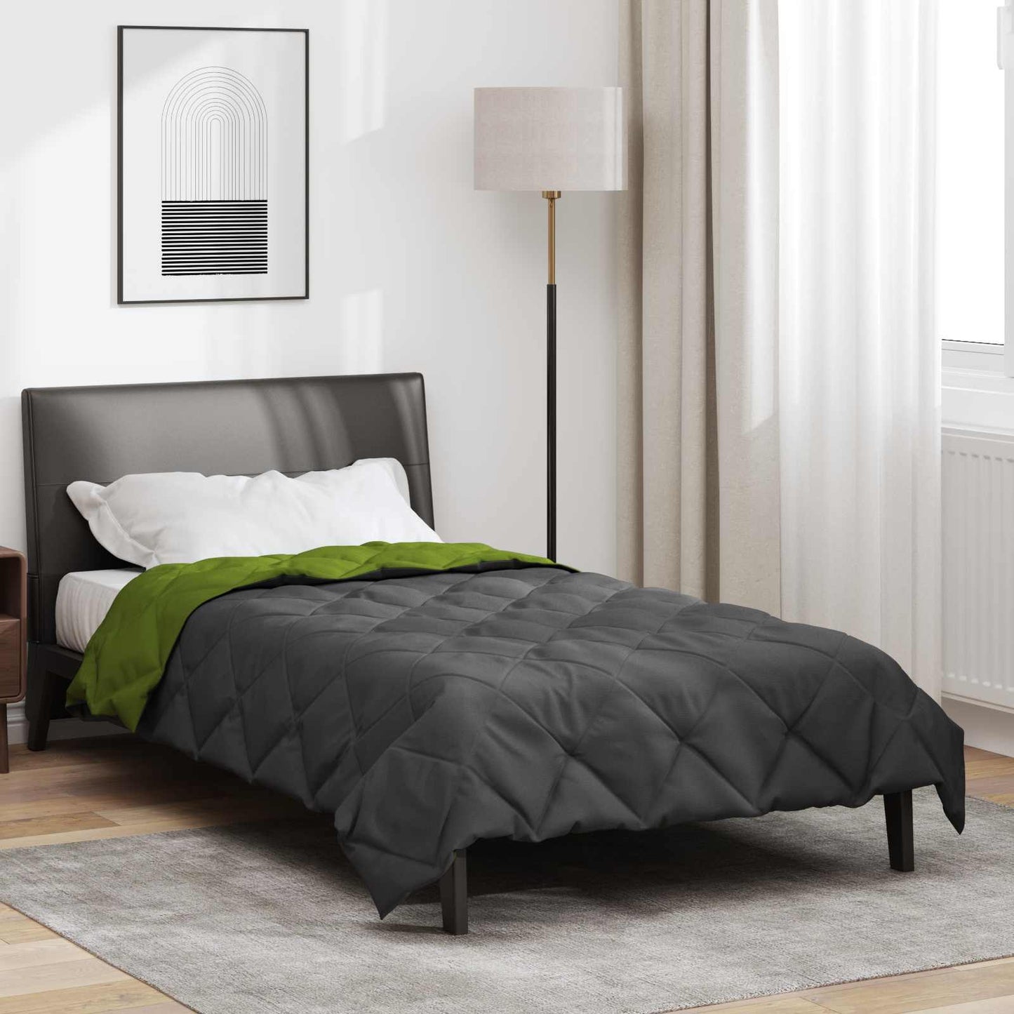 Vidaxx Ganzjahresdecke Grün und Anthrazit 220 x 155 cm Mikrofaser