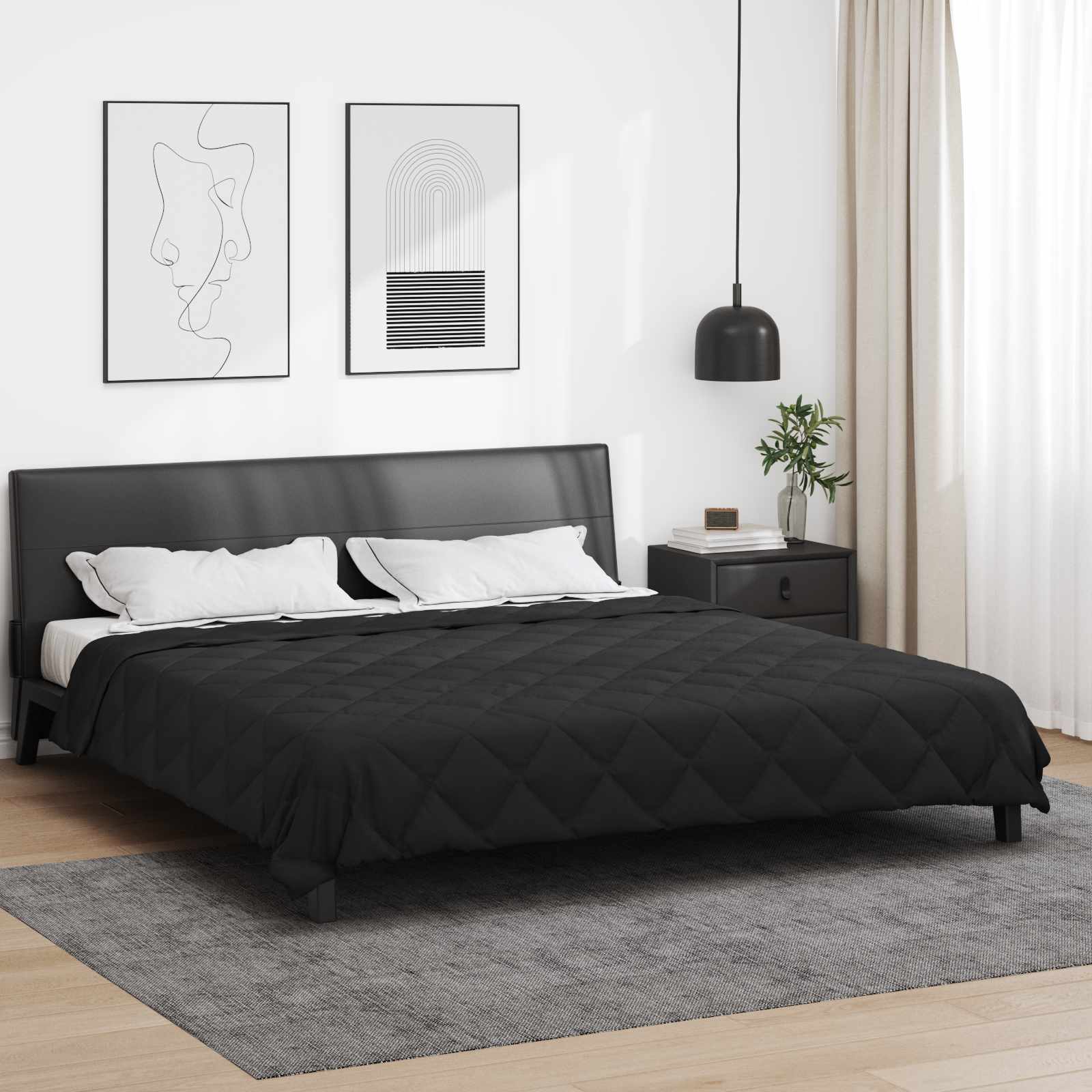 Vidaxx Ganzjahresdecke schwarz 240 x 200 cm Mikrofaser
