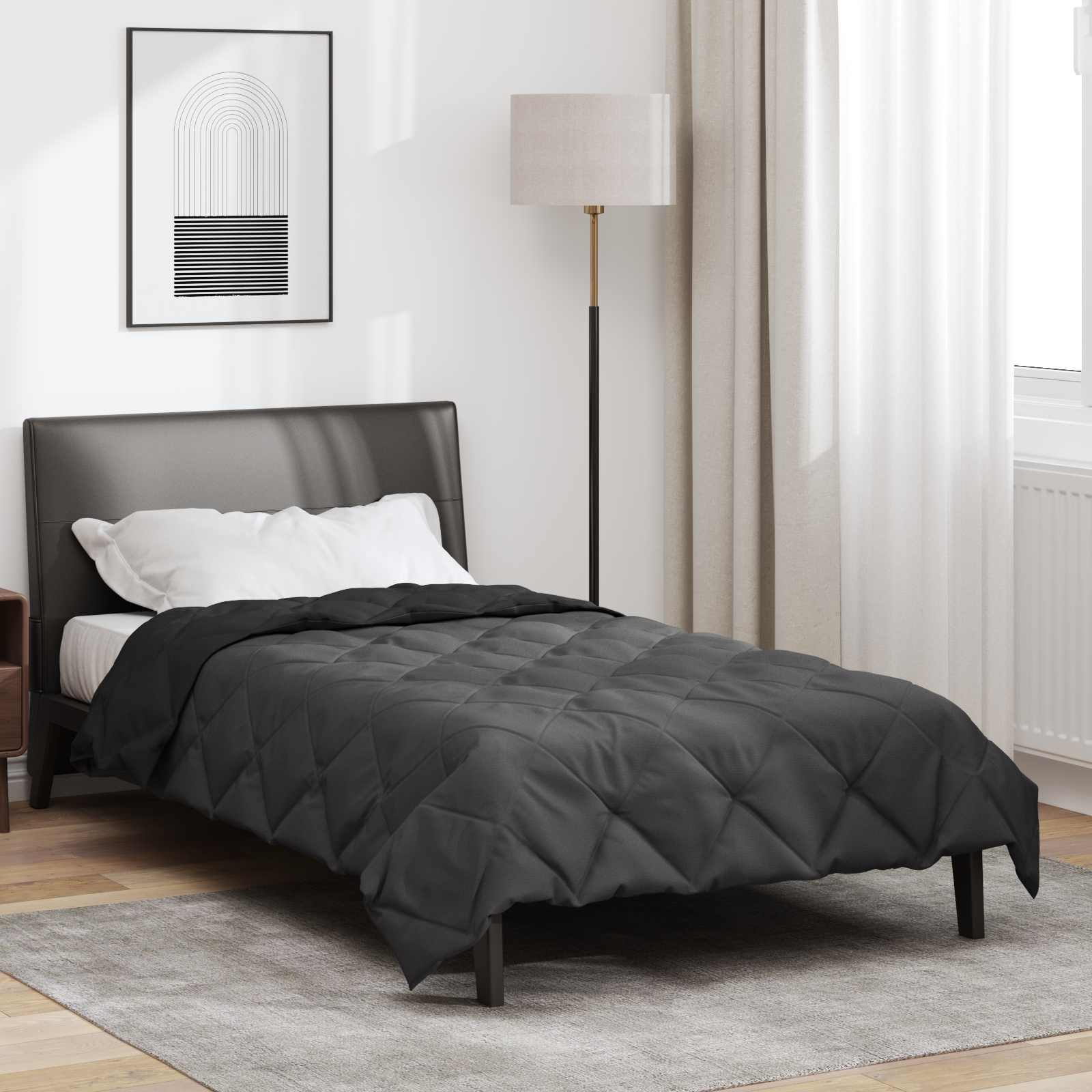 Vidaxx Ganzjahresdecke Schwarz und Anthrazit 220 x 155 cm Mikrofaser