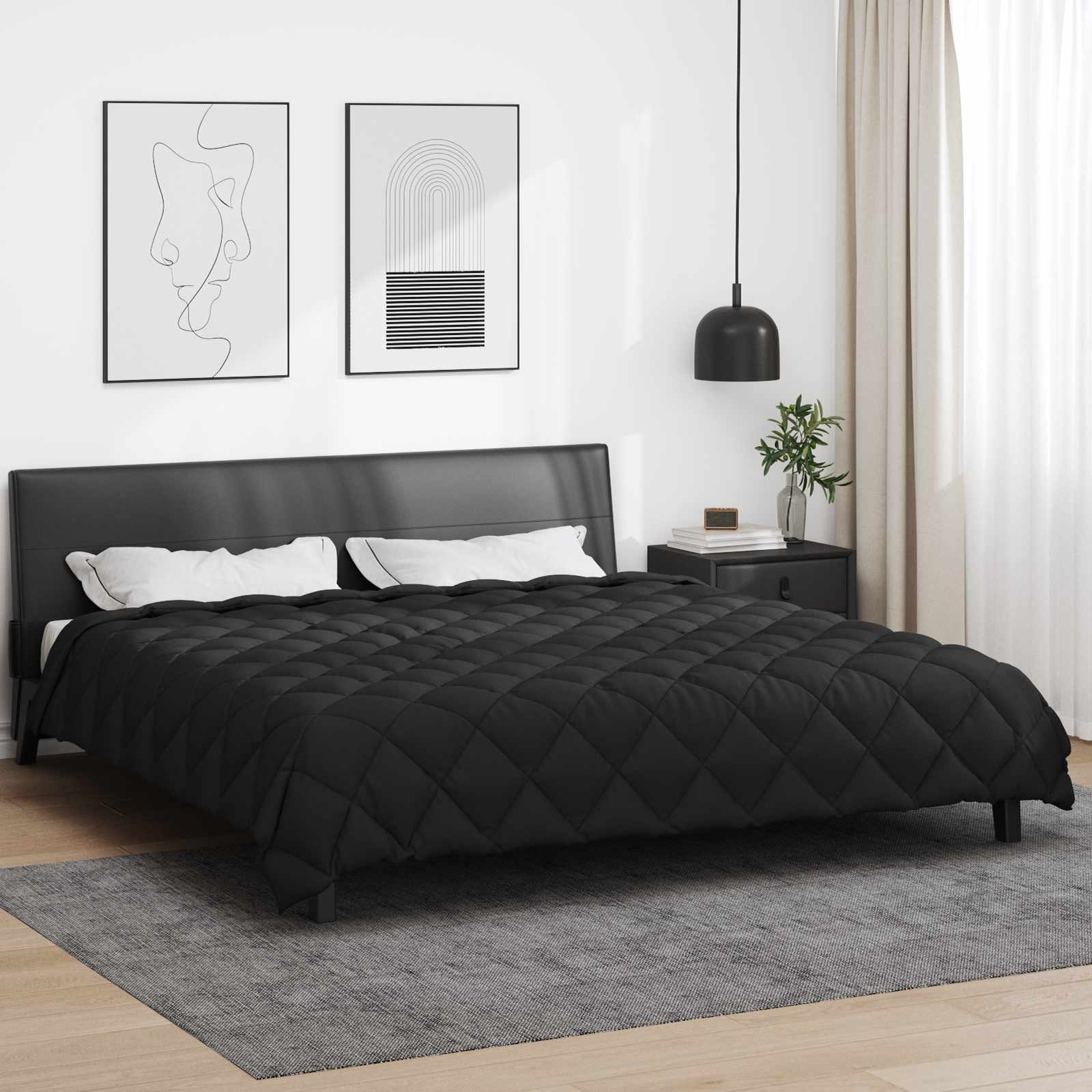 Vidaxl Winterdecke schwarz 220 x 260 cm Mikrofaser