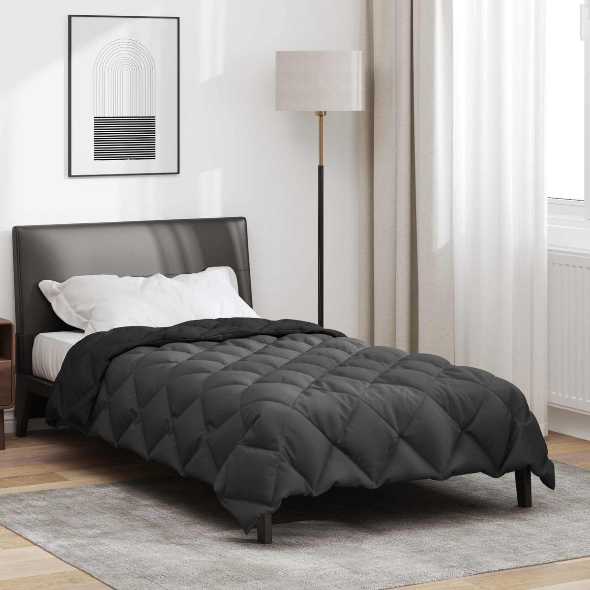 Vidaxl Winterdecke Schwarz und Anthrazit 200 x 140 cm Mikrofaser