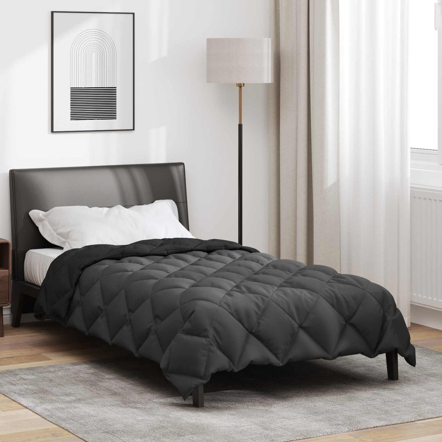 Vidaxl Winterdecke Schwarz und Anthrazit 220 x 155 cm Mikrofaser