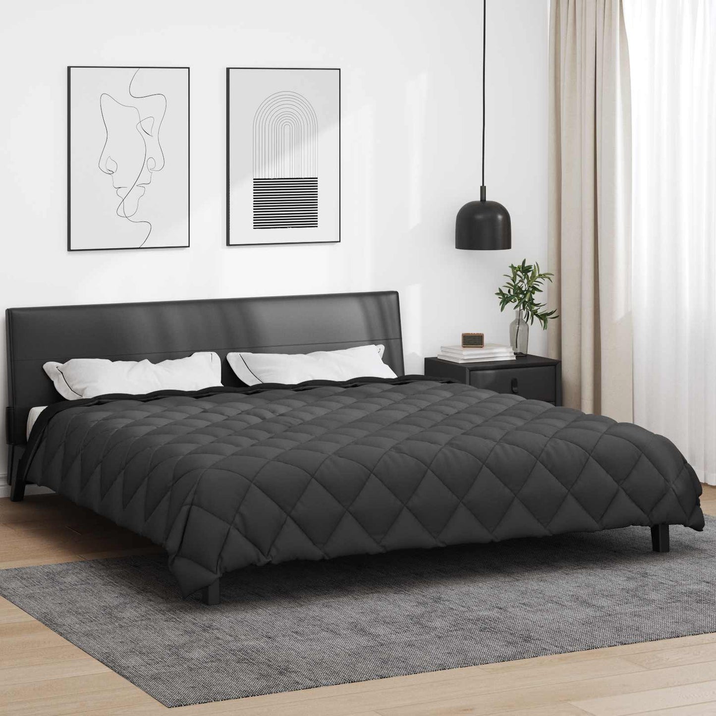 Vidaxl Winterdecke Schwarz und Anthrazit 220 x 240 cm Mikrofaser