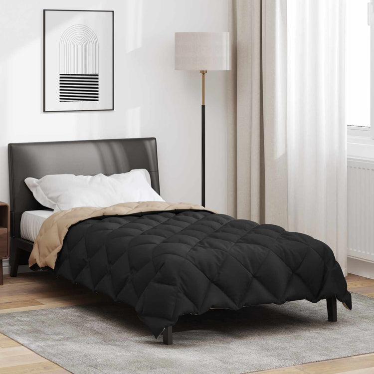 Vidaxl Winterdecke Schwarz und Taupe 220 x 135 cm Mikrofaser