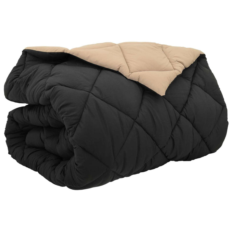 Vidaxl Winterdecke Schwarz und Taupe 220 x 200 cm Mikrofaser