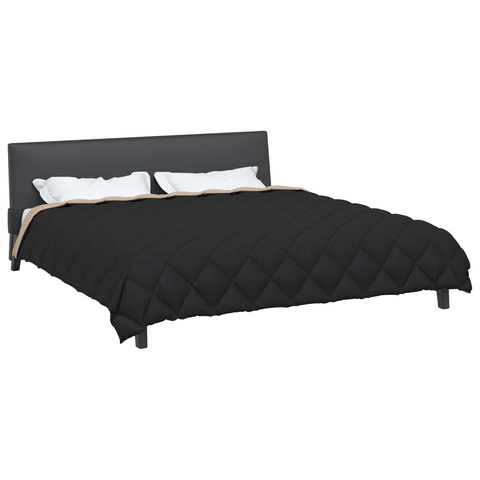 Vidaxl Winterdecke Schwarz und Taupe 220 x 200 cm Mikrofaser