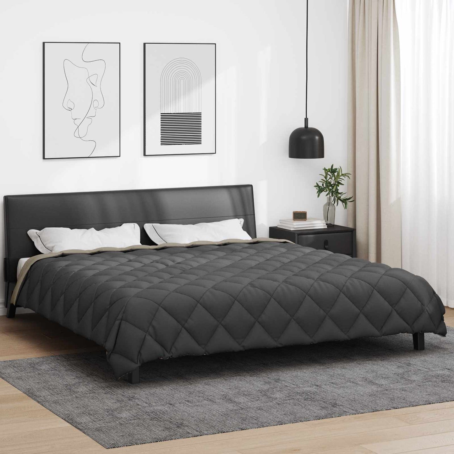 Vidaxl Winterdecke Hellgrau und Anthrazit 220 x 200 cm Mikrofaser