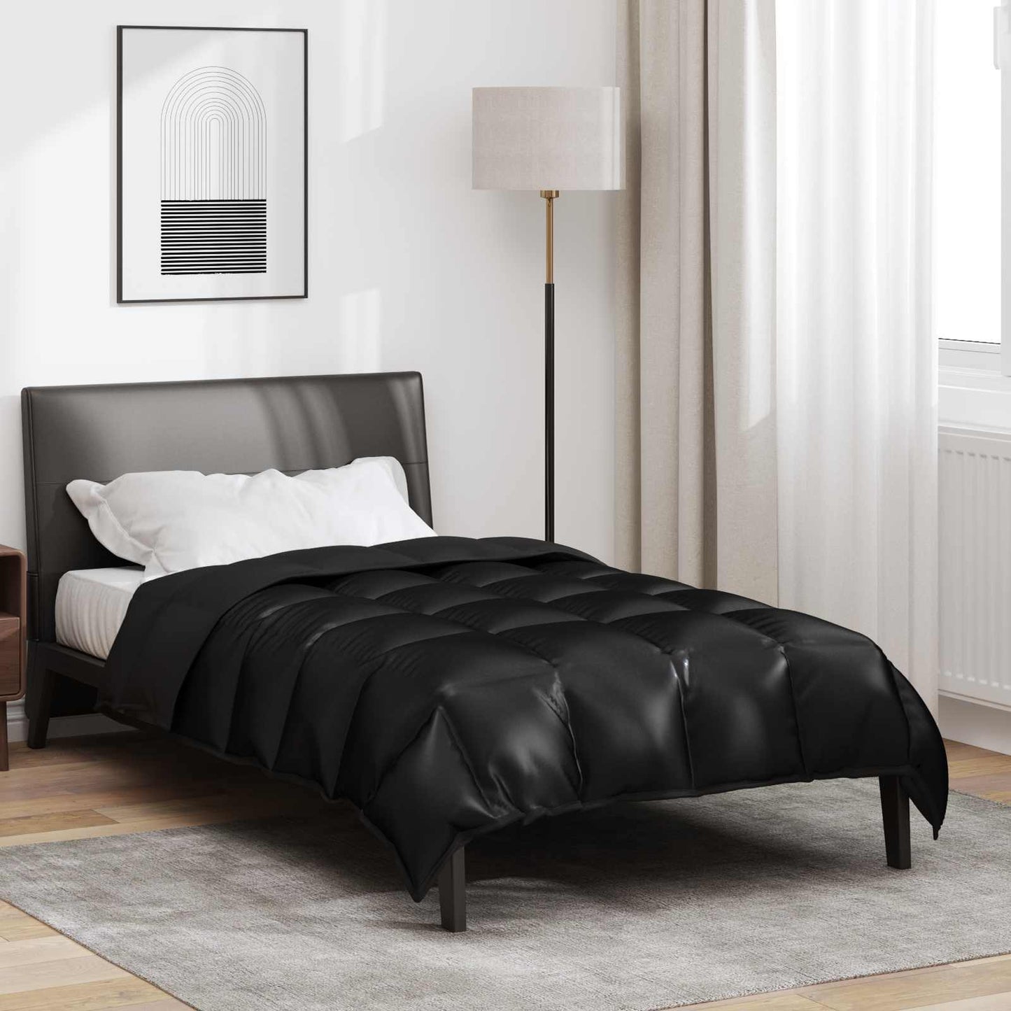Vidaxl Winterdecke schwarz 200 x 135 cm Satin und Mikrofaser