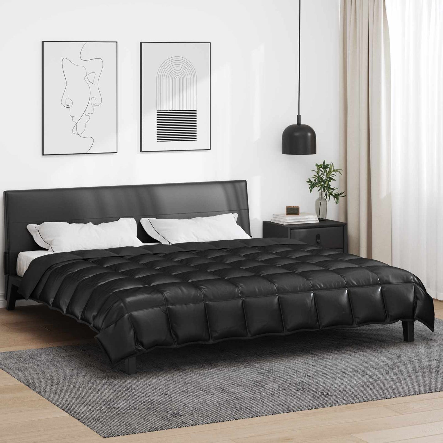 Vidaxx Winterbettdecke schwarz 200 x 200 cm Satin und Mikrofaser