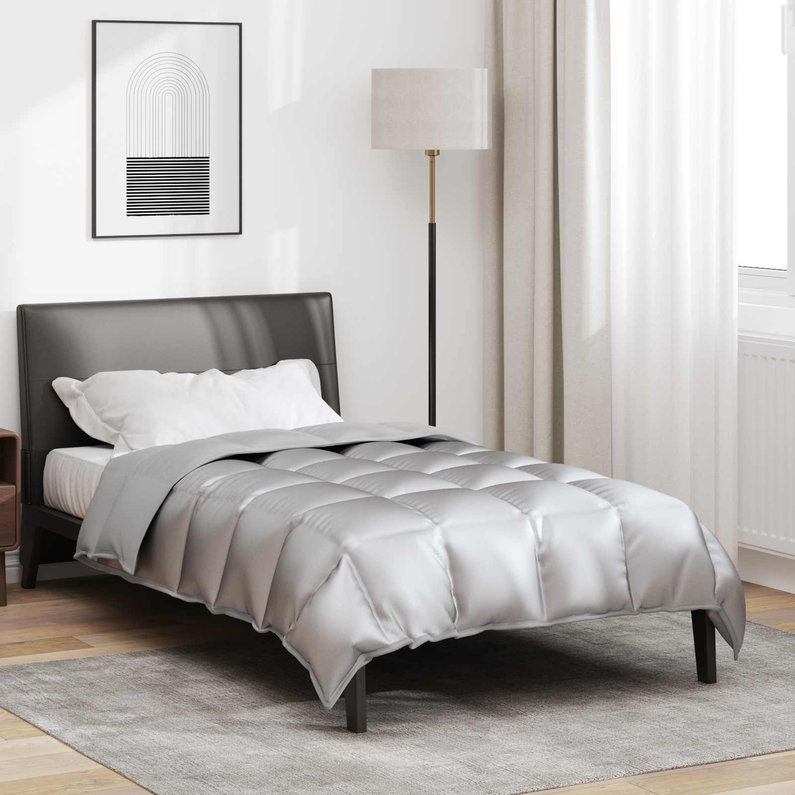 Vidaxl Winterbettdecke Silber 200 x 135 cm Satin und Mikrofaser