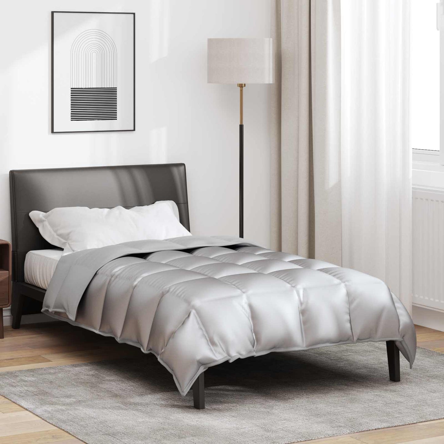 Vidaxl Winterbettdecke Silber 200 x 155 cm Satin und Mikrofaser