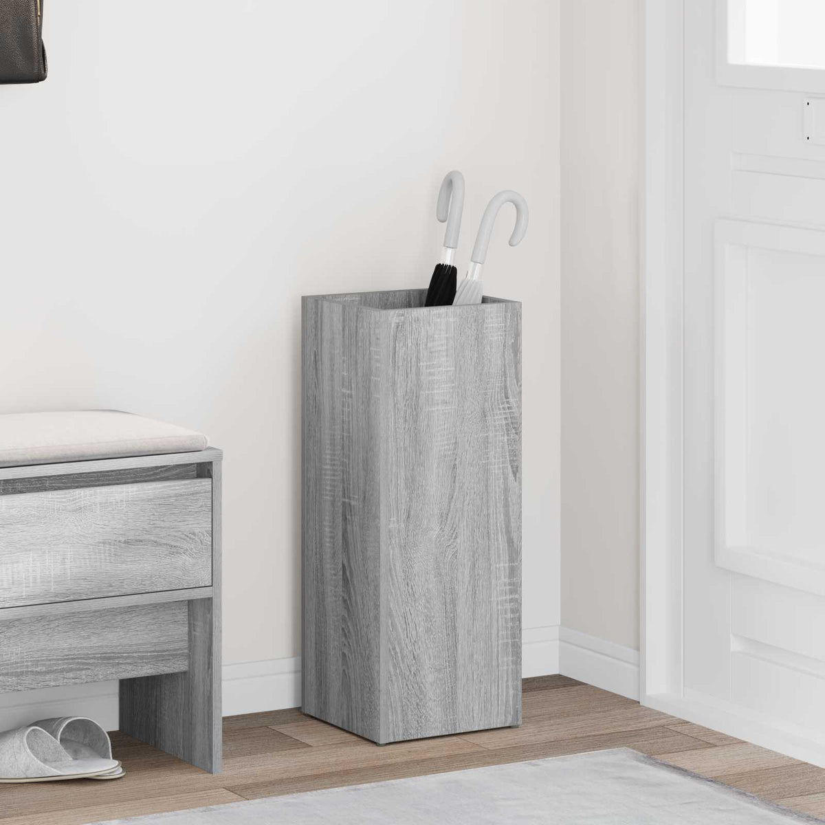 Vidaxl Regenschirm Standard Grau Sonoma 25 x 24,5 x 64 cm aus handgefertigtem Holz