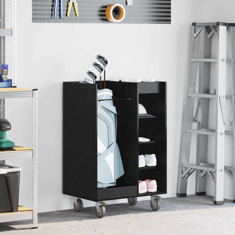 Vidaxx Golfschrank mit Rad schlichte schwarze Eiche 65 x 45 x 98 cm