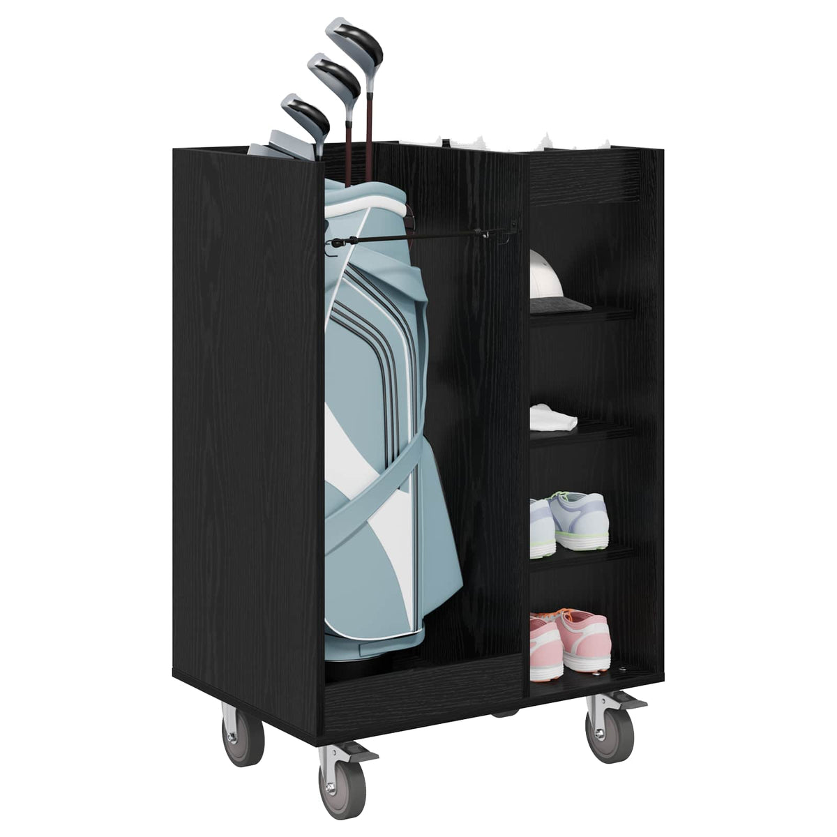 Vidaxx Golfschrank mit Rad schlichte schwarze Eiche 65 x 45 x 98 cm