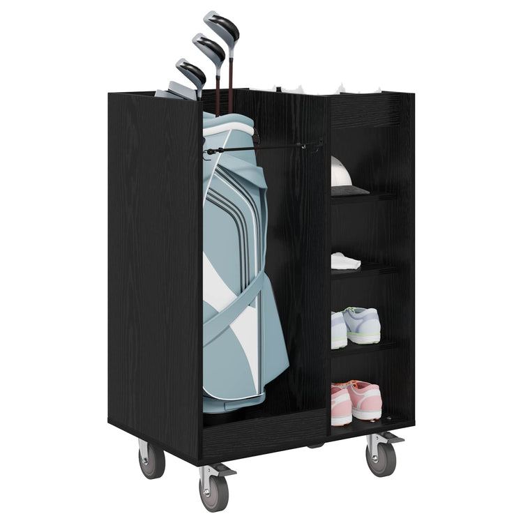 Vidaxx Golfschrank mit Rad schlichte schwarze Eiche 65 x 45 x 98 cm