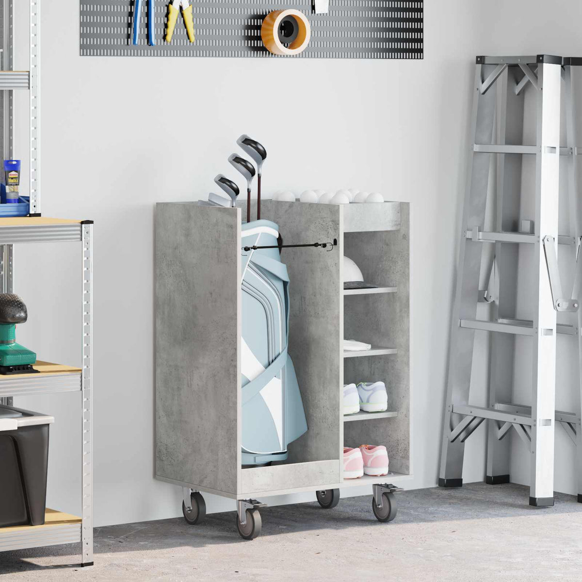 Vidaxx Golfschrank mit Rad schlicht betongrau 65 x 45 x 98 cm