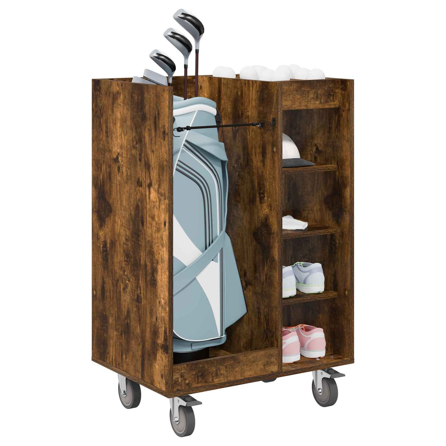 Vidaxx Golfschrank mit Rad, Räuchereiche natur, 65 x 45 x 98 cm