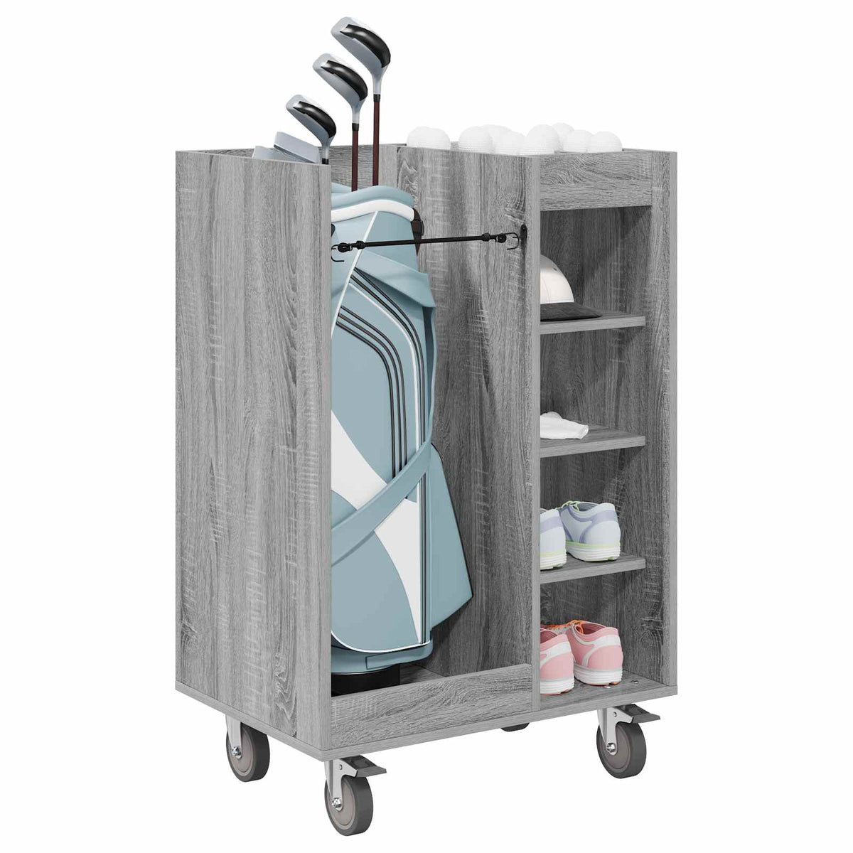 Vidaxl Golfschrank mit Rad einfarbig grau Sonoma 65 x 45 x 98 cm