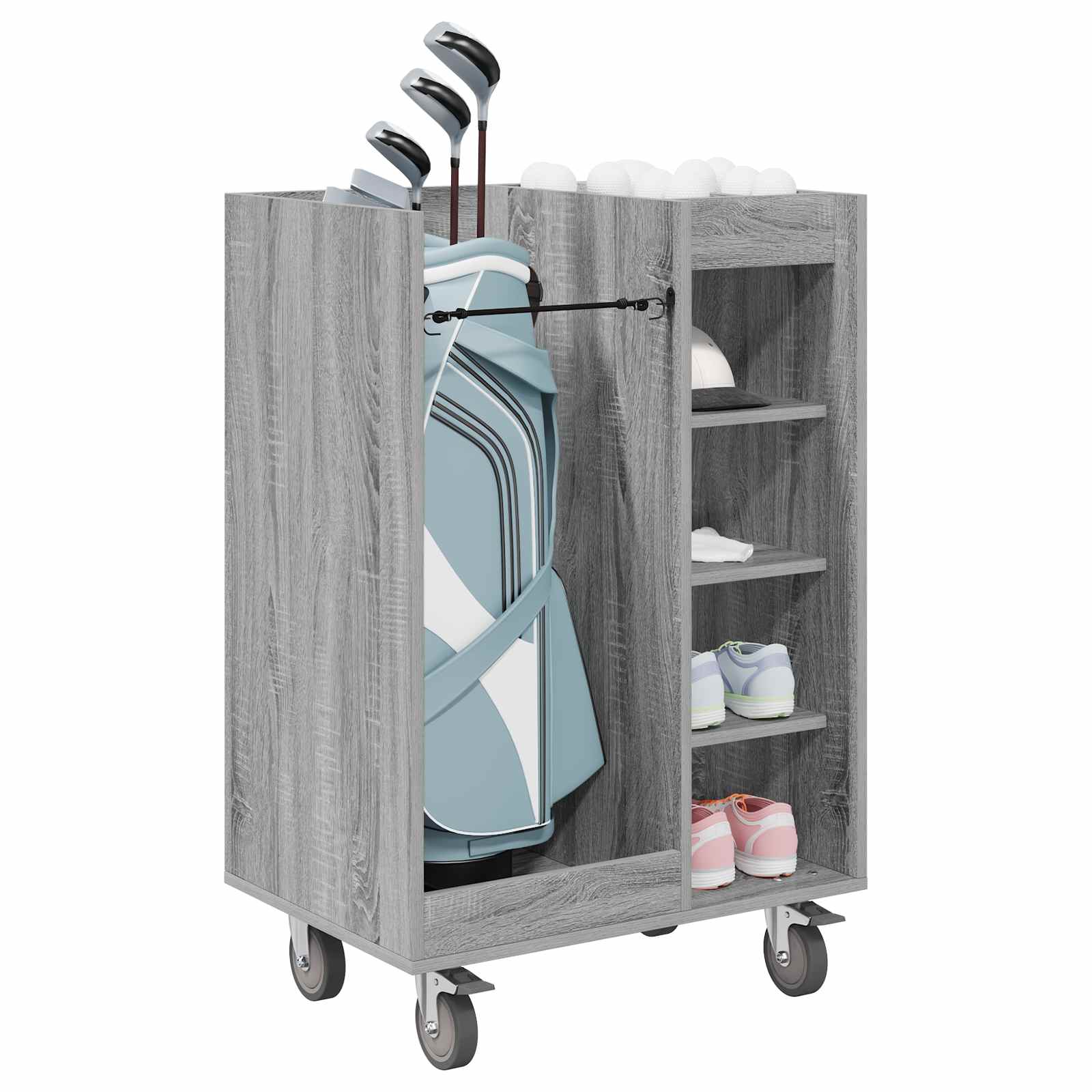 Vidaxl Golfschrank mit Rad einfarbig grau Sonoma 65 x 45 x 98 cm