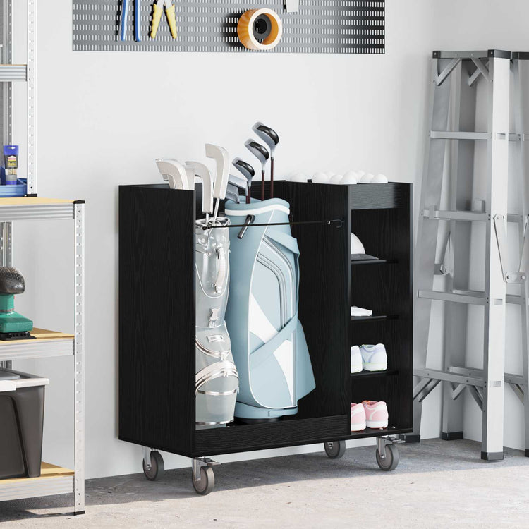 Vidaxx Golfschrank mit Rad schlichte schwarze Eiche 90 x 45 x 98 cm